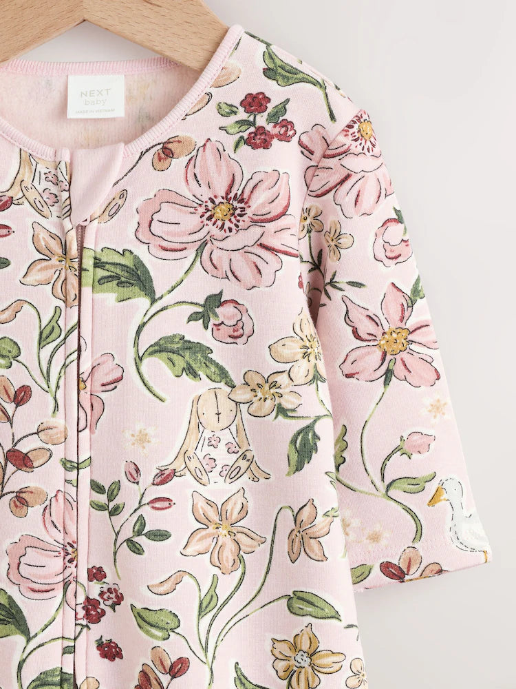 |BabyGirl| Macacão De Dormir Para Bebê Com Forro De Lã Rosa e Zíper Bidirecional