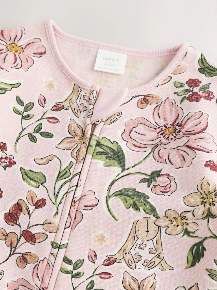 |BabyGirl| Macacão De Dormir Para Bebê Com Forro De Lã Rosa e Zíper Bidirecional