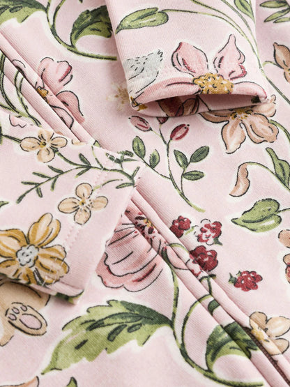 |BabyGirl| Macacão De Dormir Para Bebê Com Forro De Lã Rosa e Zíper Bidirecional