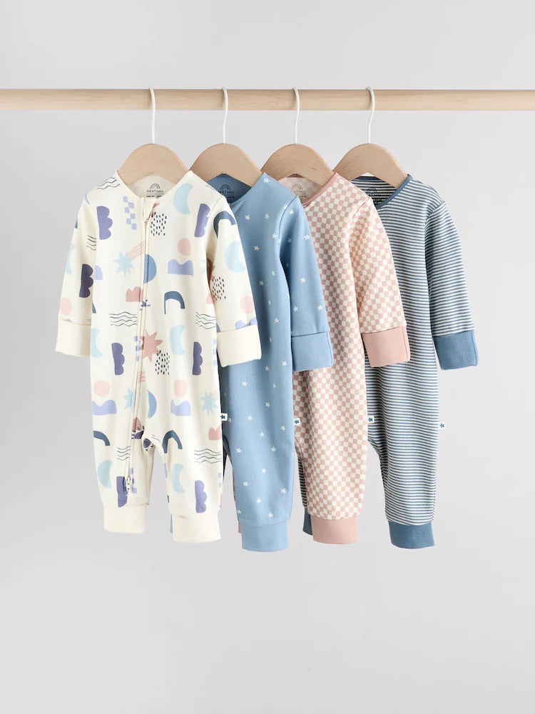 |BabyBoy| Pacote Com 4 Macacões Blue Baby Sem Pés e Com Zíper Bidirecional (0 meses a 3 anos)