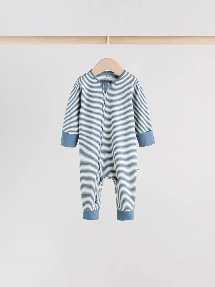 |BabyBoy| Pacote Com 4 Macacões Blue Baby Sem Pés e Com Zíper Bidirecional (0 meses a 3 anos)