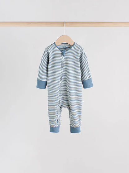 |BabyBoy| Pacote Com 4 Macacões Blue Baby Sem Pés e Com Zíper Bidirecional (0 meses a 3 anos)