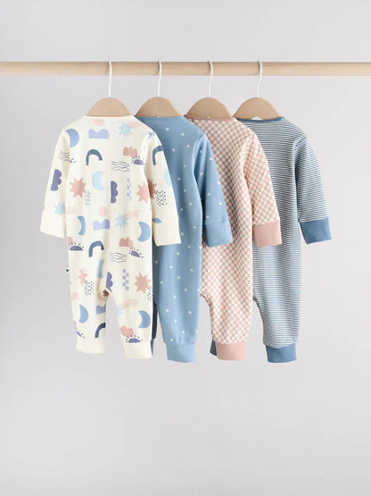 |BabyBoy| Pacote Com 4 Macacões Blue Baby Sem Pés e Com Zíper Bidirecional (0 meses a 3 anos)