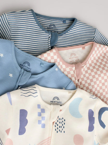 |BabyBoy| Pacote Com 4 Macacões Blue Baby Sem Pés e Com Zíper Bidirecional (0 meses a 3 anos)