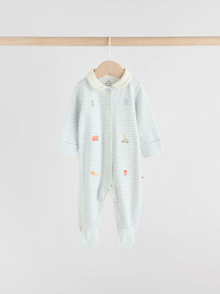|BabyBoy| Pacote Com 3 Macacões De Dormir Para Bebês Blue London (0 meses a 2 anos)