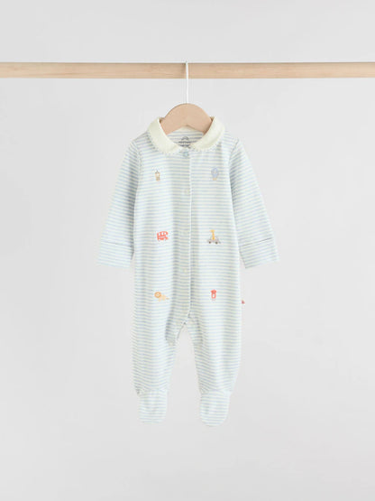 |BabyBoy| Pacote Com 3 Macacões De Dormir Para Bebês Blue London (0 meses a 2 anos)