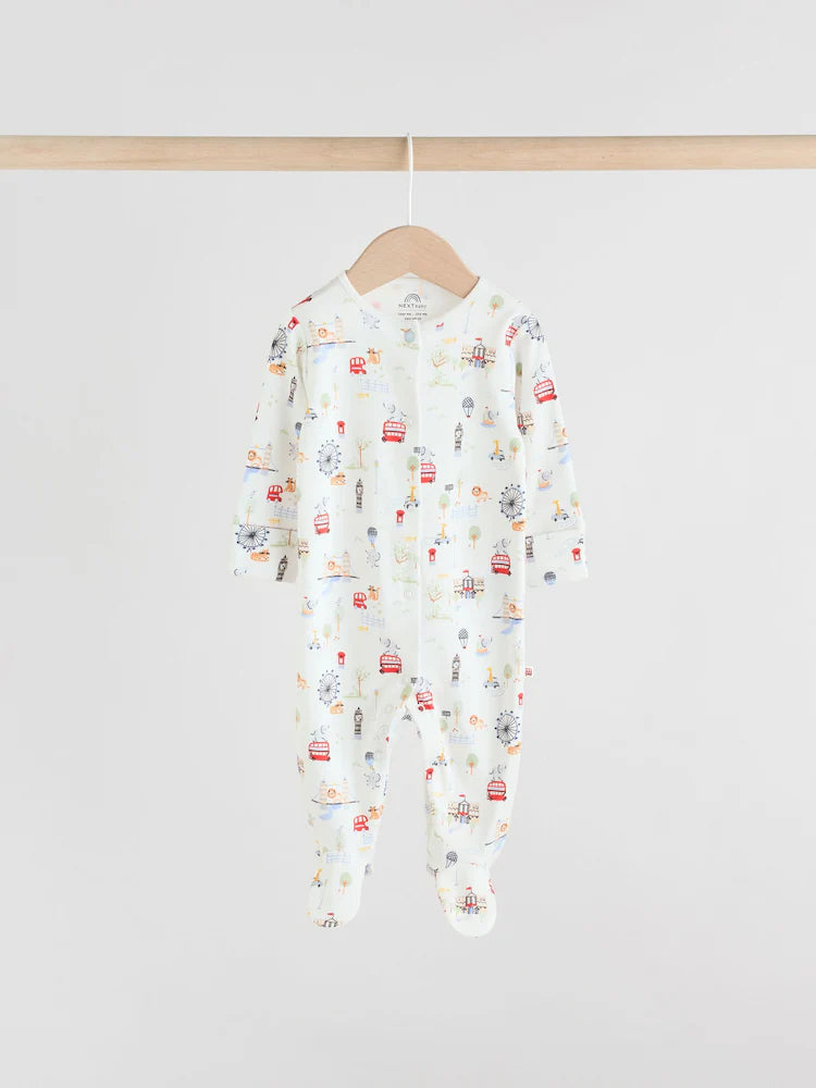 |BabyBoy| Pacote Com 3 Macacões De Dormir Para Bebês Blue London (0 meses a 2 anos)