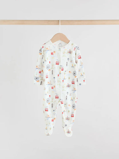 |BabyBoy| Pacote Com 3 Macacões De Dormir Para Bebês Blue London (0 meses a 2 anos)