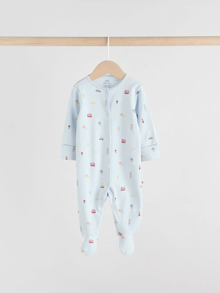 |BabyBoy| Pacote Com 3 Macacões De Dormir Para Bebês Blue London (0 meses a 2 anos)