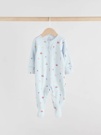 |BabyBoy| Pacote Com 3 Macacões De Dormir Para Bebês Blue London (0 meses a 2 anos)