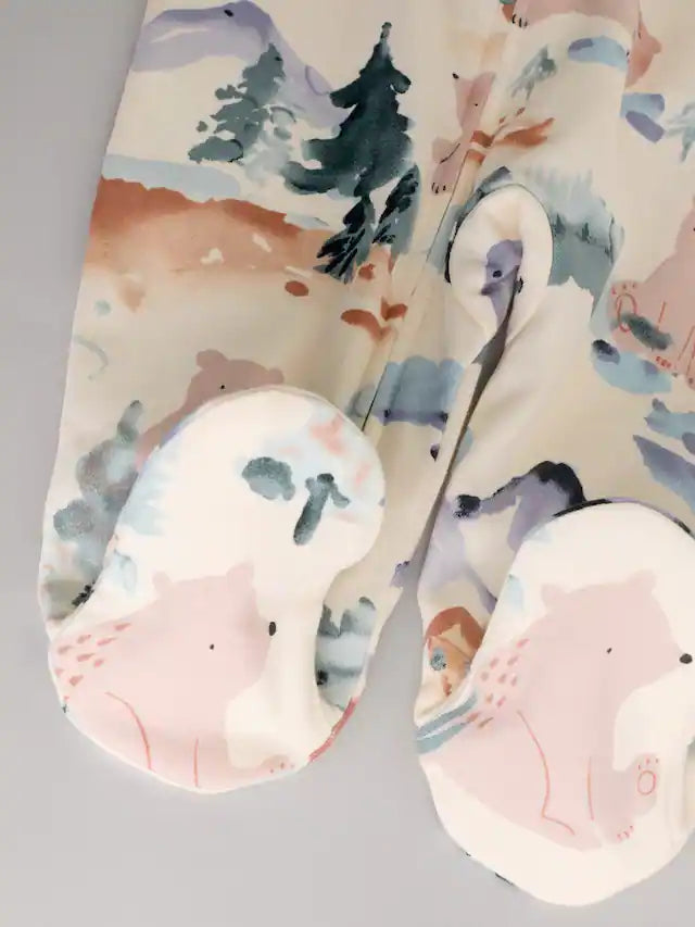 |BabyBoy| Macacão De Dormir Com Zíper Bidirecional Marrom/Laranja Para Bebês, Pacote com 3 (0-2 anos)