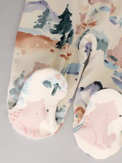 |BabyBoy| Macacão De Dormir Com Zíper Bidirecional Marrom/Laranja Para Bebês, Pacote com 3 (0-2 anos)