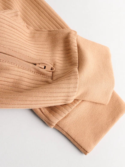 |BabyBoy| Macacão De Dormir Sem Pés Para Bebês, Marrom, Com Zíper Bidirecional, Pacote com 3 (0 meses a 3 anos)