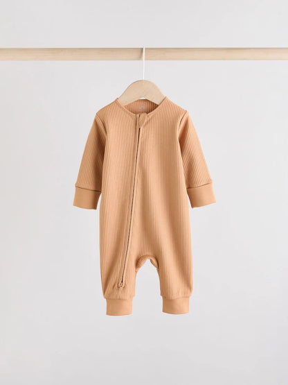 |BabyBoy| Macacão De Dormir Sem Pés Para Bebês, Marrom, Com Zíper Bidirecional, Pacote com 3 (0 meses a 3 anos)