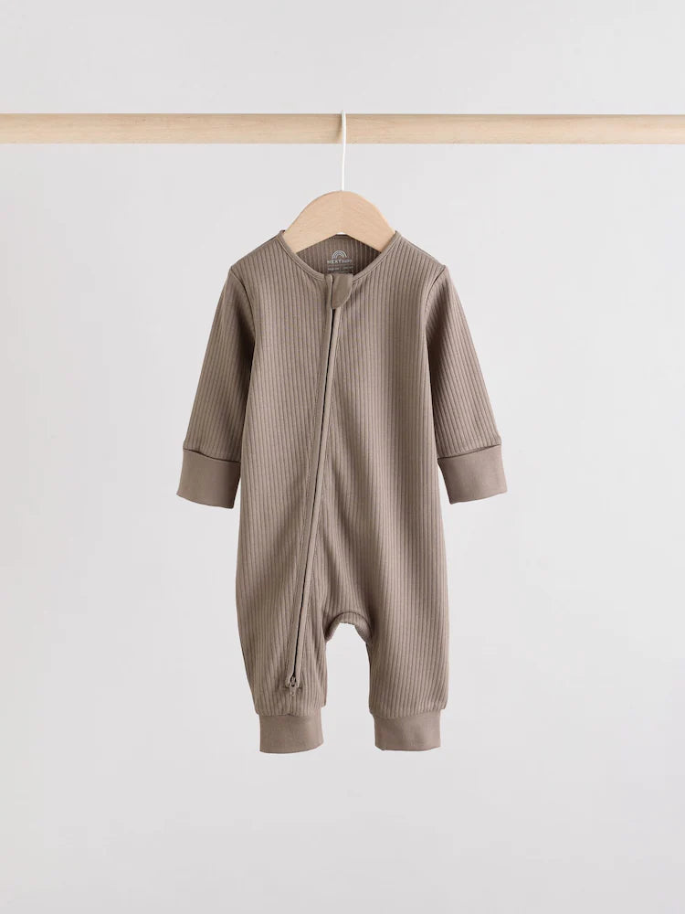 |BabyBoy| Macacão De Dormir Sem Pés Para Bebês, Marrom, Com Zíper Bidirecional, Pacote com 3 (0 meses a 3 anos)