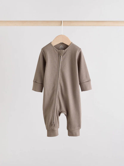|BabyBoy| Macacão De Dormir Sem Pés Para Bebês, Marrom, Com Zíper Bidirecional, Pacote com 3 (0 meses a 3 anos)