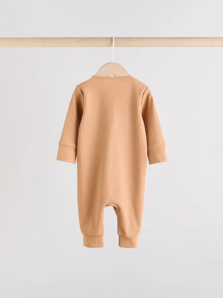|BabyBoy| Macacão De Dormir Sem Pés Para Bebês, Marrom, Com Zíper Bidirecional, Pacote com 3 (0 meses a 3 anos)