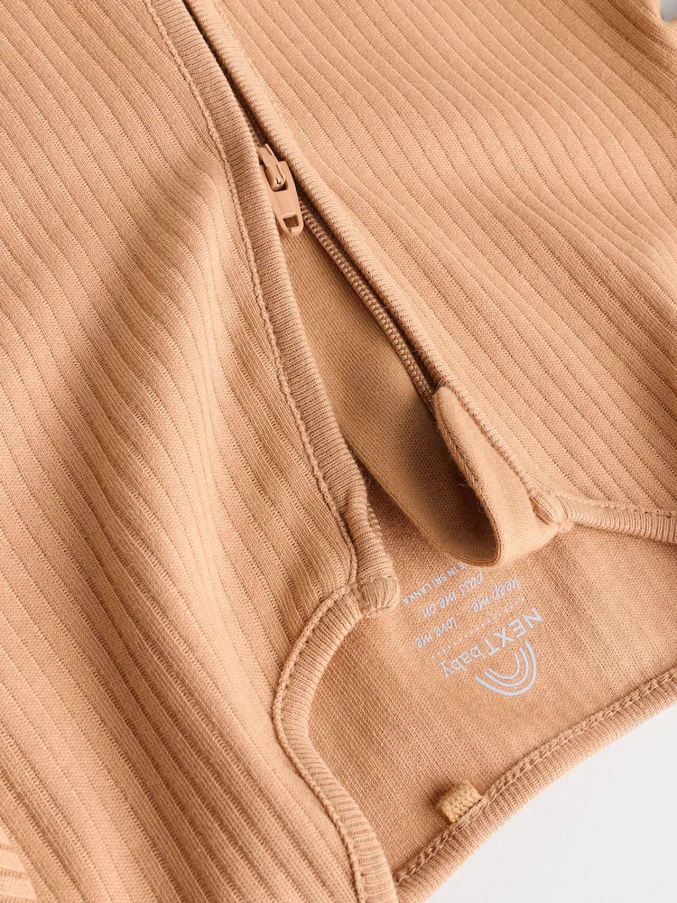 |BabyBoy| Macacão De Dormir Sem Pés Para Bebês, Marrom, Com Zíper Bidirecional, Pacote com 3 (0 meses a 3 anos)