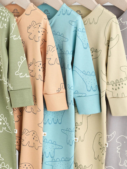 |BabyBoy| Macacão Sem Pés Com Zíper Bidirecional Azul/Verde Para Bebês, Pacote com 5 (0 meses a 3 anos)