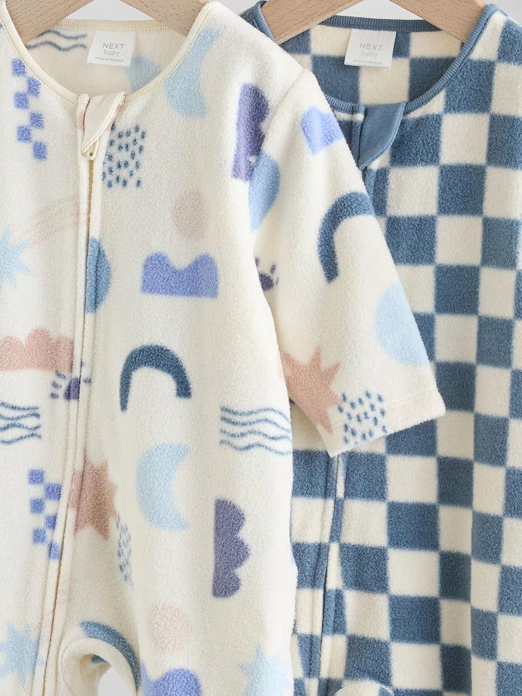 |BabyBoy| Pacote Com 2 Macacões De Dormir Com Zíper Bidirecional De Microfibra Blue Baby