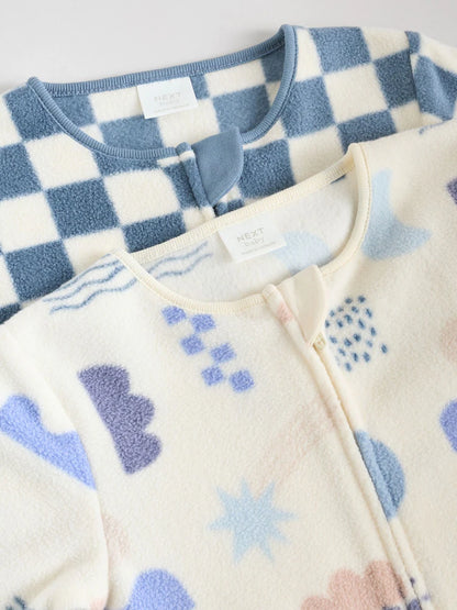 |BabyBoy| Pacote Com 2 Macacões De Dormir Com Zíper Bidirecional De Microfibra Blue Baby