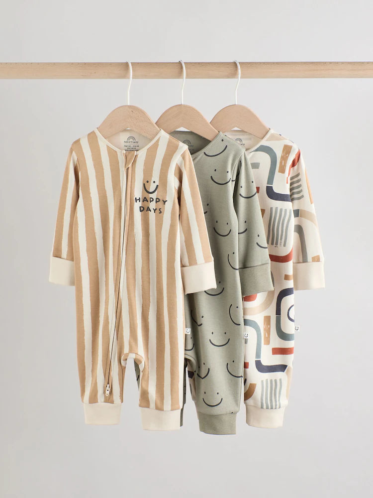 |BabyBoy| Pacote Com 3 Macacões De Dormir Para Bebês (0 a 3 anos) verde oliva