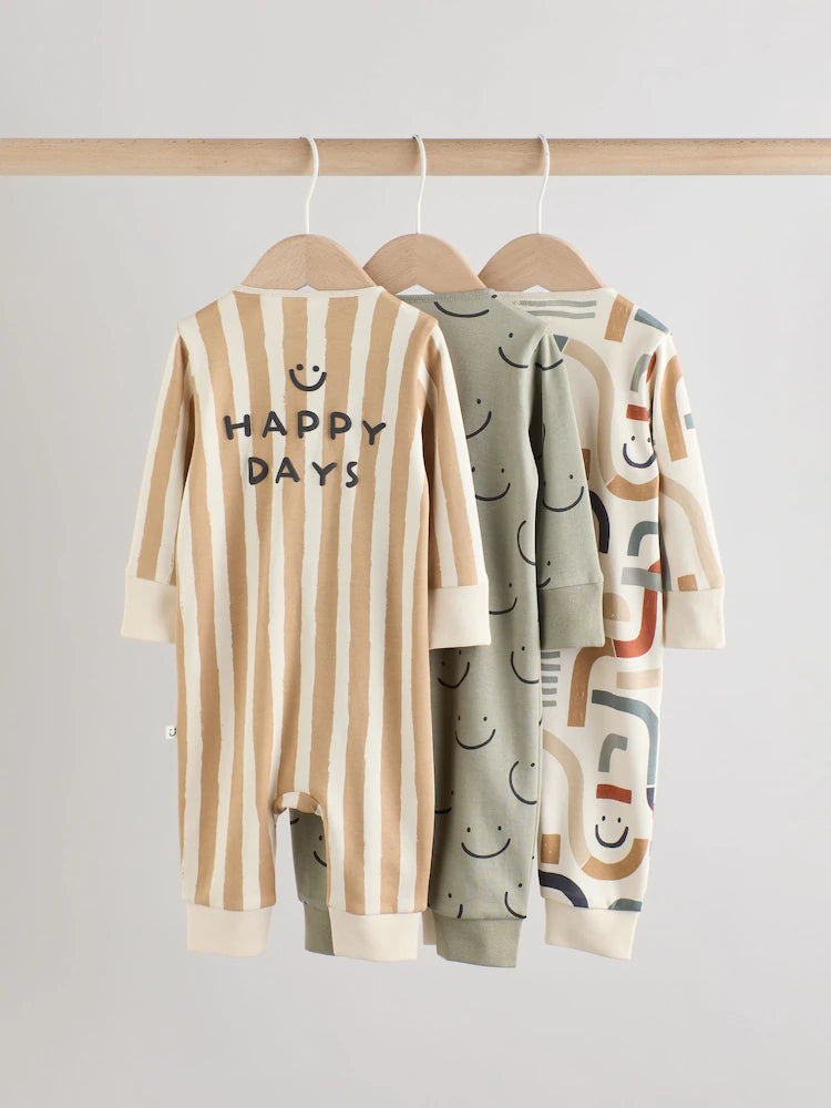 |BabyBoy| Pacote Com 3 Macacões De Dormir Para Bebês (0 a 3 anos) verde oliva