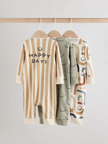 |BabyBoy| Pacote Com 3 Macacões De Dormir Para Bebês (0 a 3 anos) verde oliva