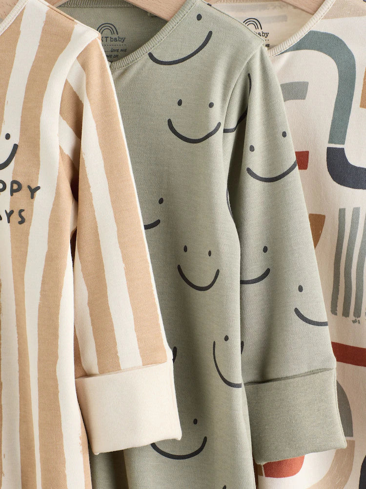 |BabyBoy| Pacote Com 3 Macacões De Dormir Para Bebês (0 a 3 anos) verde oliva