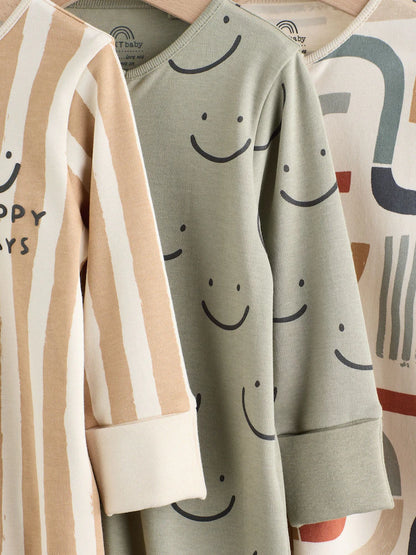 |BabyBoy| Pacote Com 3 Macacões De Dormir Para Bebês (0 a 3 anos) verde oliva