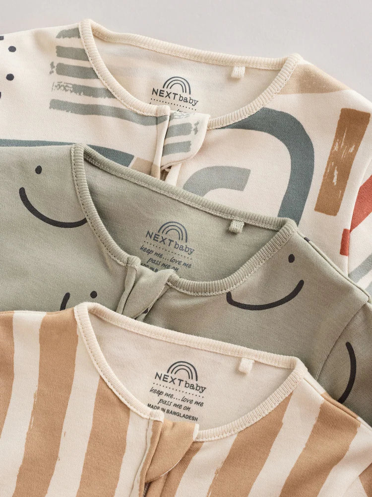 |BabyBoy| Pacote Com 3 Macacões De Dormir Para Bebês (0 a 3 anos) verde oliva