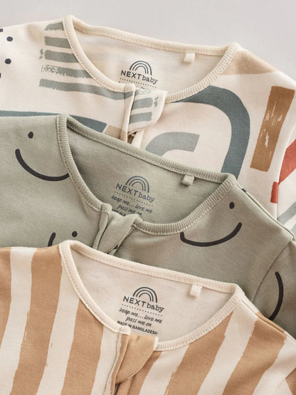 |BabyBoy| Pacote Com 3 Macacões De Dormir Para Bebês (0 a 3 anos) verde oliva