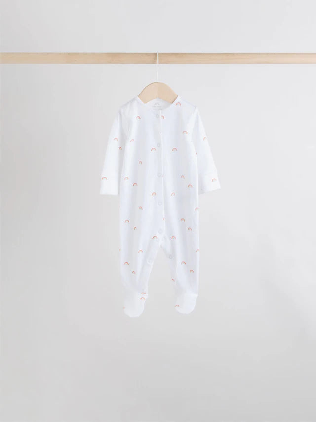 |BabyBoy| Pacote Com 7 Macacões De Dormir Brancos Para Bebês, Pacote com 4 (0-2 anos)