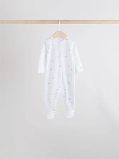 |BabyBoy| Pacote Com 7 Macacões De Dormir Brancos Para Bebês, Pacote com 4 (0-2 anos)