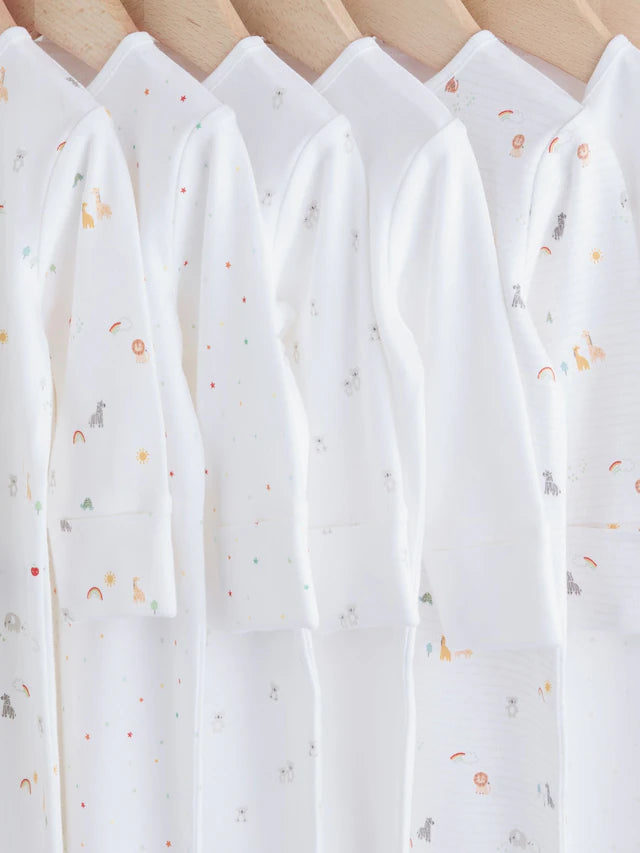 |BabyBoy| Pacote Com 7 Macacões De Dormir Brancos Para Bebês, Pacote com 4 (0-2 anos)