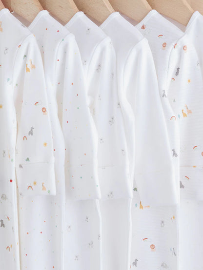 |BabyBoy| Pacote Com 7 Macacões De Dormir Brancos Para Bebês, Pacote com 4 (0-2 anos)