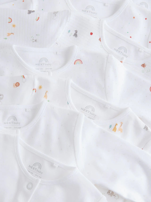 |BabyBoy| Pacote Com 7 Macacões De Dormir Brancos Para Bebês, Pacote com 4 (0-2 anos)