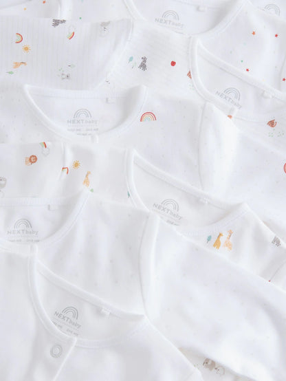 |BabyBoy| Pacote Com 7 Macacões De Dormir Brancos Para Bebês, Pacote com 4 (0-2 anos)