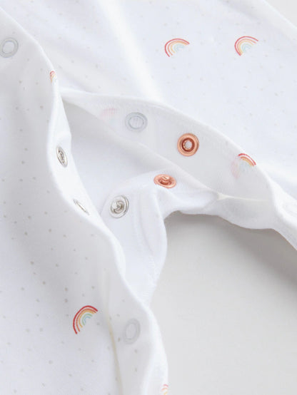 |BabyBoy| Pacote Com 7 Macacões De Dormir Brancos Para Bebês, Pacote com 4 (0-2 anos)