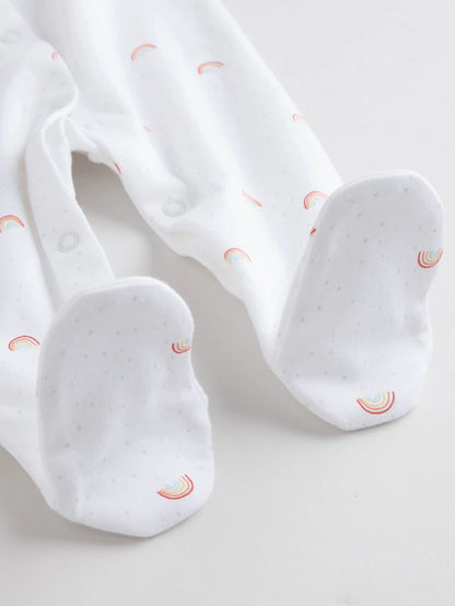 |BabyBoy| Pacote Com 7 Macacões De Dormir Brancos Para Bebês, Pacote com 4 (0-2 anos)