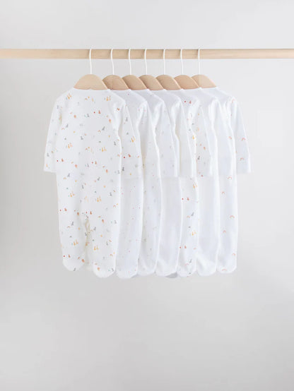 |BabyBoy| Pacote Com 7 Macacões De Dormir Brancos Para Bebês, Pacote com 4 (0-2 anos)