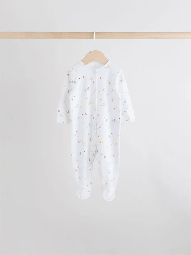 |BabyBoy| Pacote Com 7 Macacões De Dormir Brancos Para Bebês, Pacote com 4 (0-2 anos)