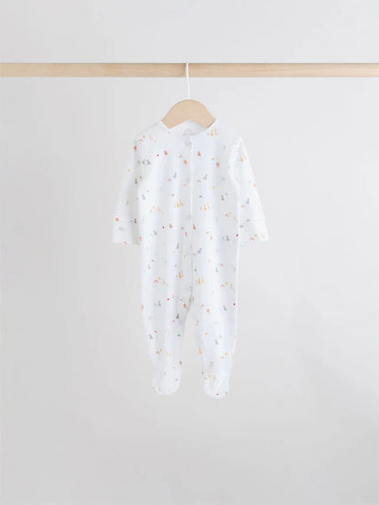 |BabyBoy| Pacote Com 7 Macacões De Dormir Brancos Para Bebês, Pacote com 4 (0-2 anos)