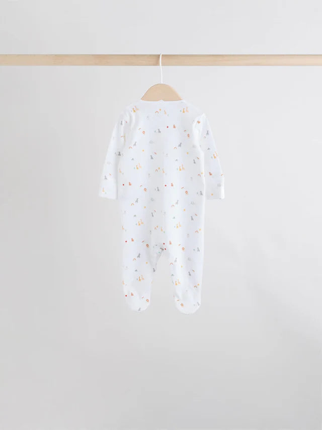 |BabyBoy| Pacote Com 7 Macacões De Dormir Brancos Para Bebês, Pacote com 4 (0-2 anos)