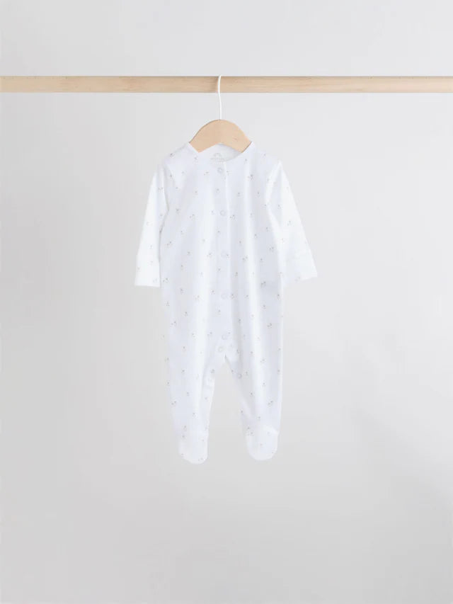 |BabyBoy| Pacote Com 7 Macacões De Dormir Brancos Para Bebês, Pacote com 4 (0-2 anos)