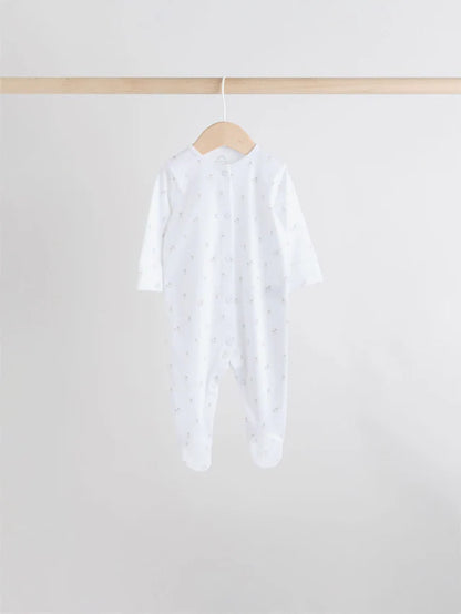 |BabyBoy| Pacote Com 7 Macacões De Dormir Brancos Para Bebês, Pacote com 4 (0-2 anos)