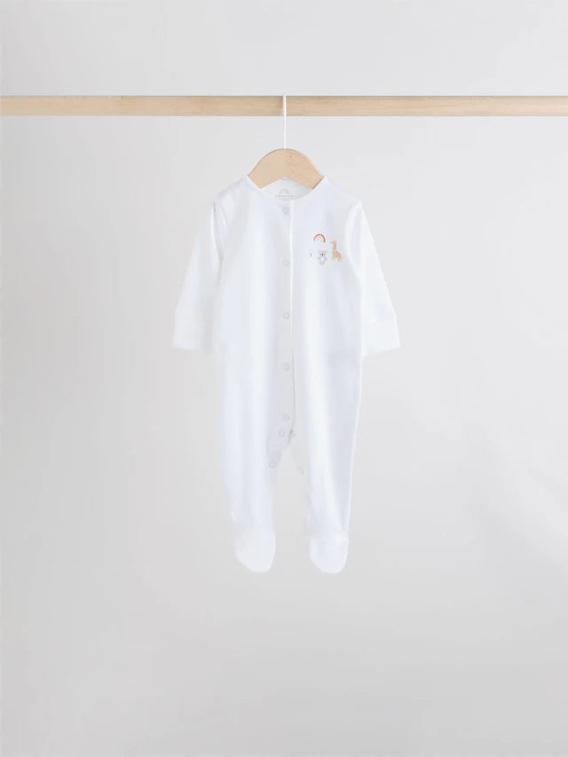 |BabyBoy| Pacote Com 7 Macacões De Dormir Brancos Para Bebês, Pacote com 4 (0-2 anos)