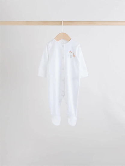 |BabyBoy| Pacote Com 7 Macacões De Dormir Brancos Para Bebês, Pacote com 4 (0-2 anos)