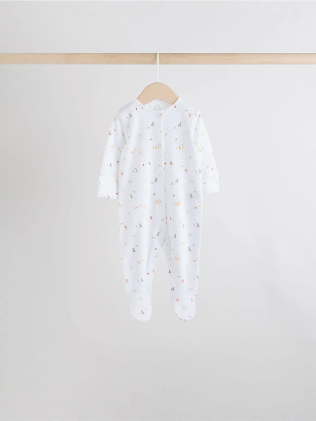 |BabyBoy| Pacote Com 7 Macacões De Dormir Brancos Para Bebês, Pacote com 4 (0-2 anos)