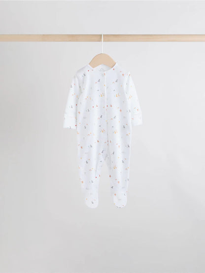 |BabyBoy| Pacote Com 7 Macacões De Dormir Brancos Para Bebês, Pacote com 4 (0-2 anos)